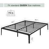 14 Inch Metal Platform Queen Bed Frame, Steel Slat Support Queen Size Bed Platform,