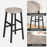 Bar Stools, Set of 2 Round Bar Chairs with Footrest, 24.4 Inch Kitchen Breakfast Bar Stools