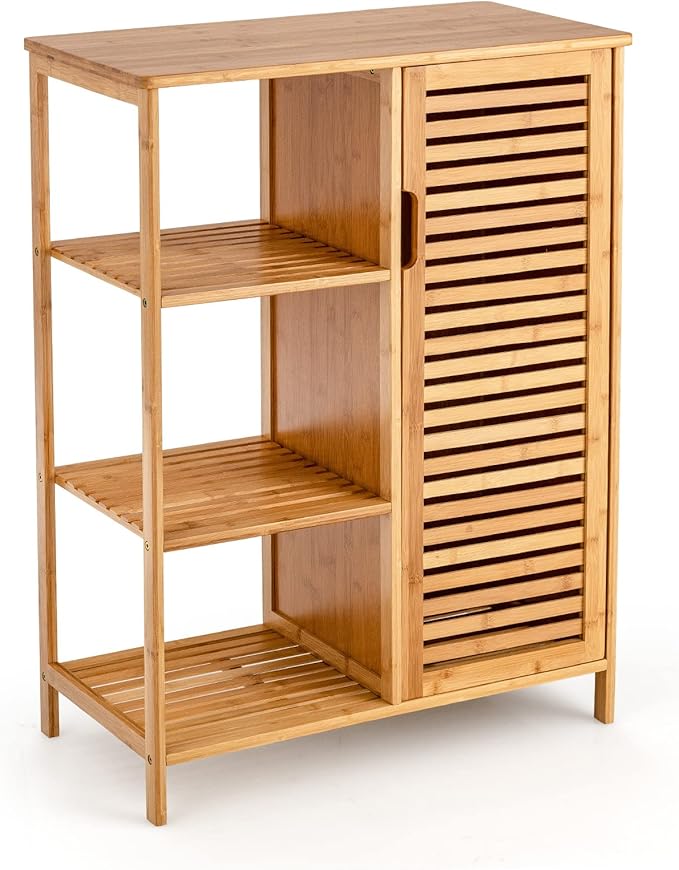 Bathroom Cabinet, 65 Inch Tall Slim Bathroom Storage Cabinet