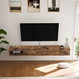 Farmhouse Floating TV Stand with 2 Doors,47'' Under TV Shelf Floating