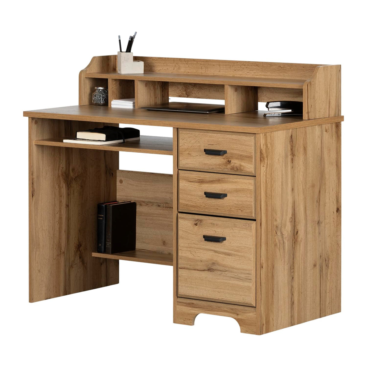 Furniture Versa Computer Desk with Hutch, Nordik Oak