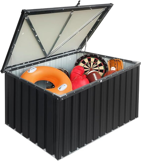 Outdoor Storage Box, 344 Gallon Metal Deck Boxes Waterproof