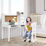 Kids Desk and Chair Set, Children Study Writing Desk w/Chair, Hutch, Storage, Drawers