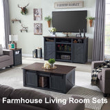 Farmhouse TV Stand for TVs Up to 80 inches, 39" Tall Highboy Entertainment Center