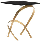 Home Collection Dovie Black and Gold Leaf Glass Top Side Table