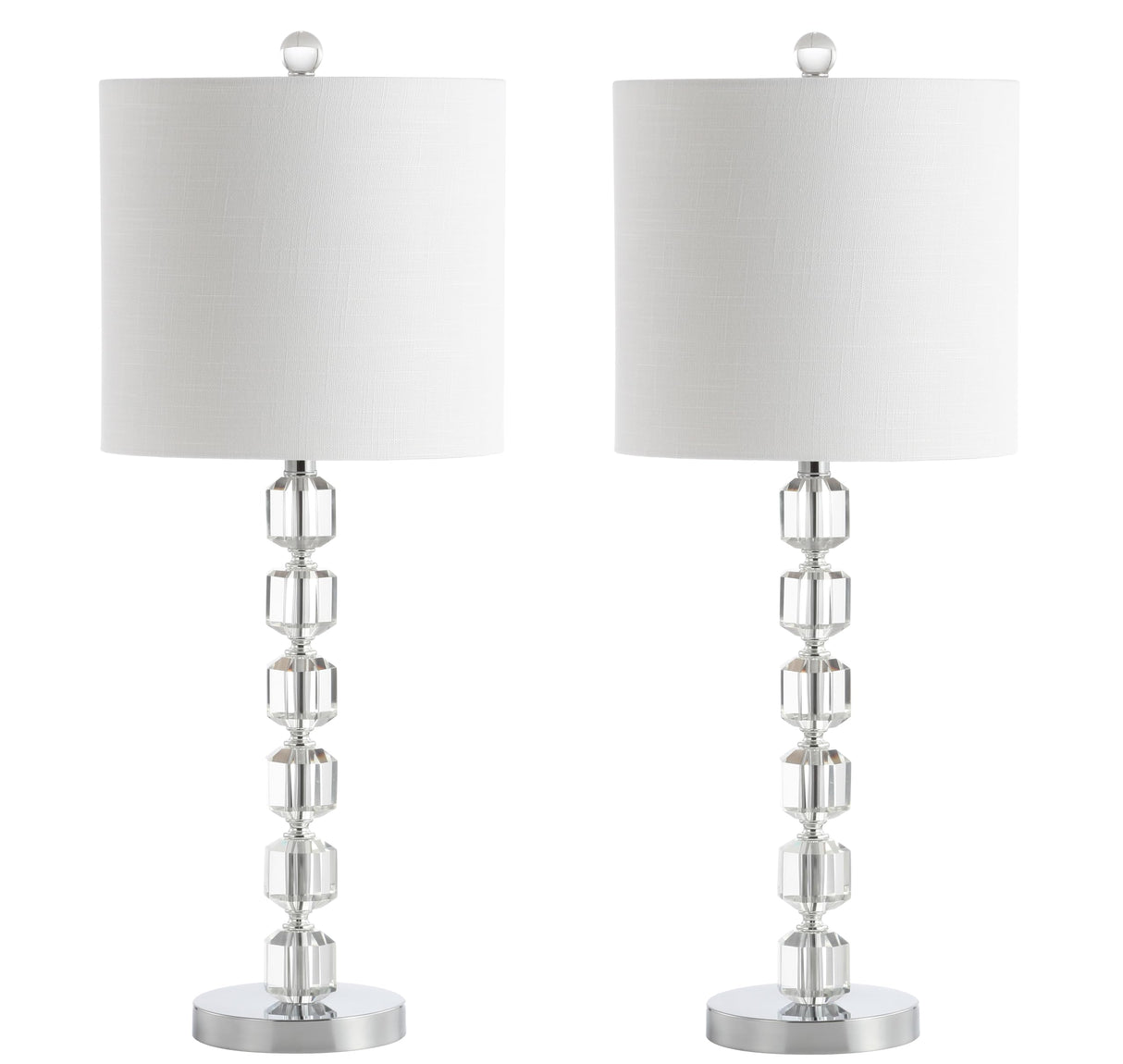 jYL5053A-SET2 Set of 2 Table Lamps Cary 27.5" Modern Stacked Crystal/Metal LED Table