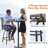 Patio Bar Stools Set of 2 All-Weather Outdoor Patio Furniture Set Counter Height Tall Patio