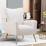 Tufted Contemporary Velvet Wingback HighBack Loveseat Sofa Chair Upholstered Couch with Gold Metal Legs Two-Seat Sofa for Living Room Bedroom Apartment Small Space Dorm, Pink