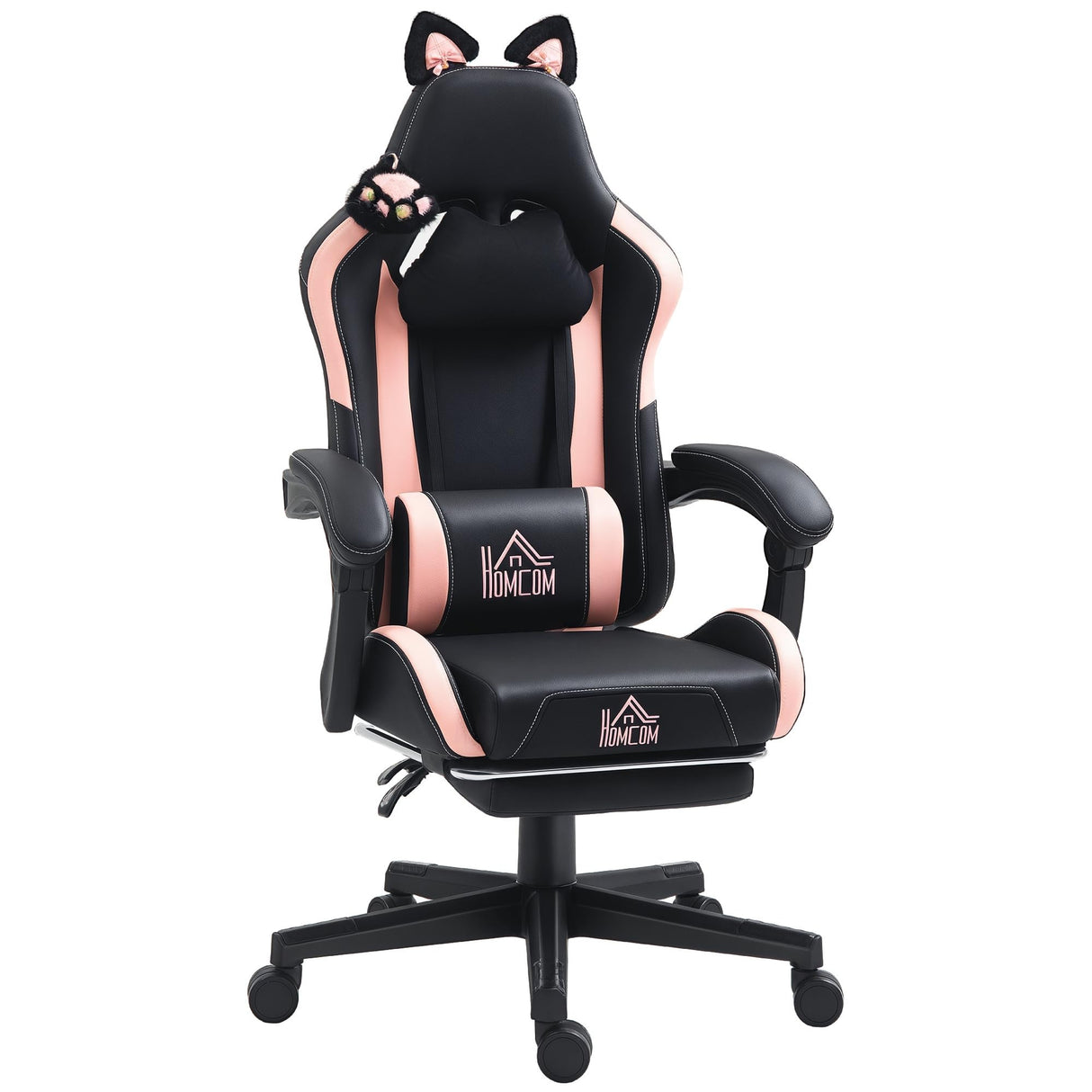 Racing Gaming Chair with Cat Ears - Reclining Computer Chair with Footrest