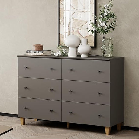 6 Drawer Double Dresser for Bedroom, Wide Chest of Drawers Dressers