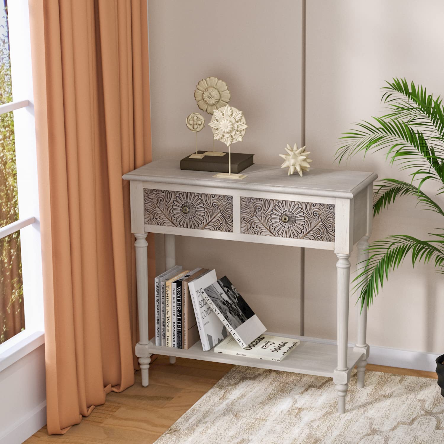 31.5 Inch Console Table with 2 Drawers, Narrow Sofa Table,