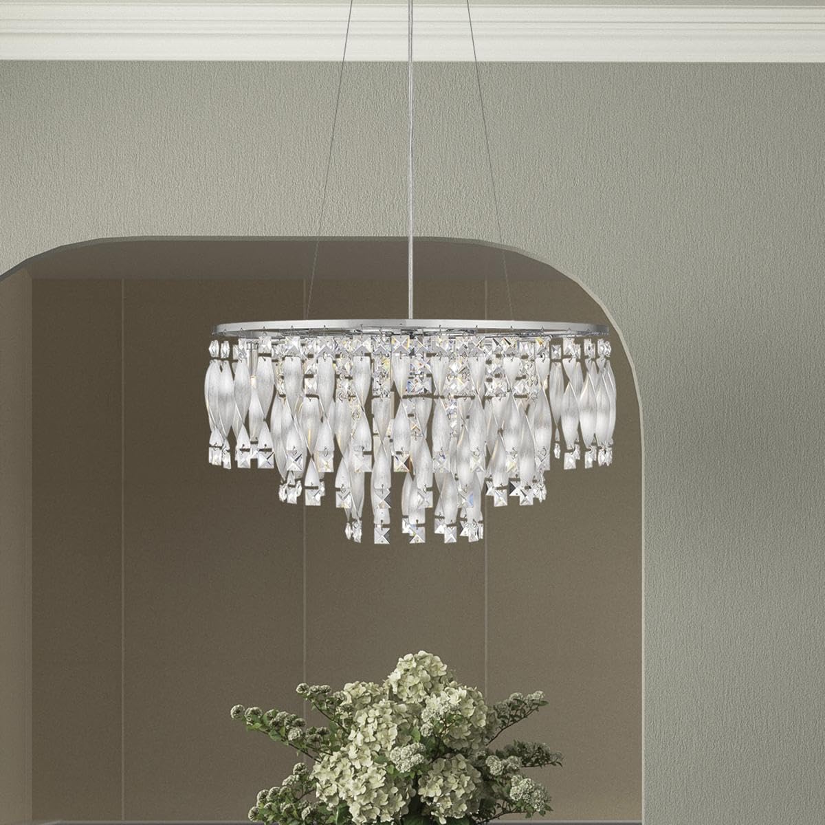 Platinum Collection PCTK2824C Twinkle Crystal Pendant Ceiling Light, 6-Light 240 Total