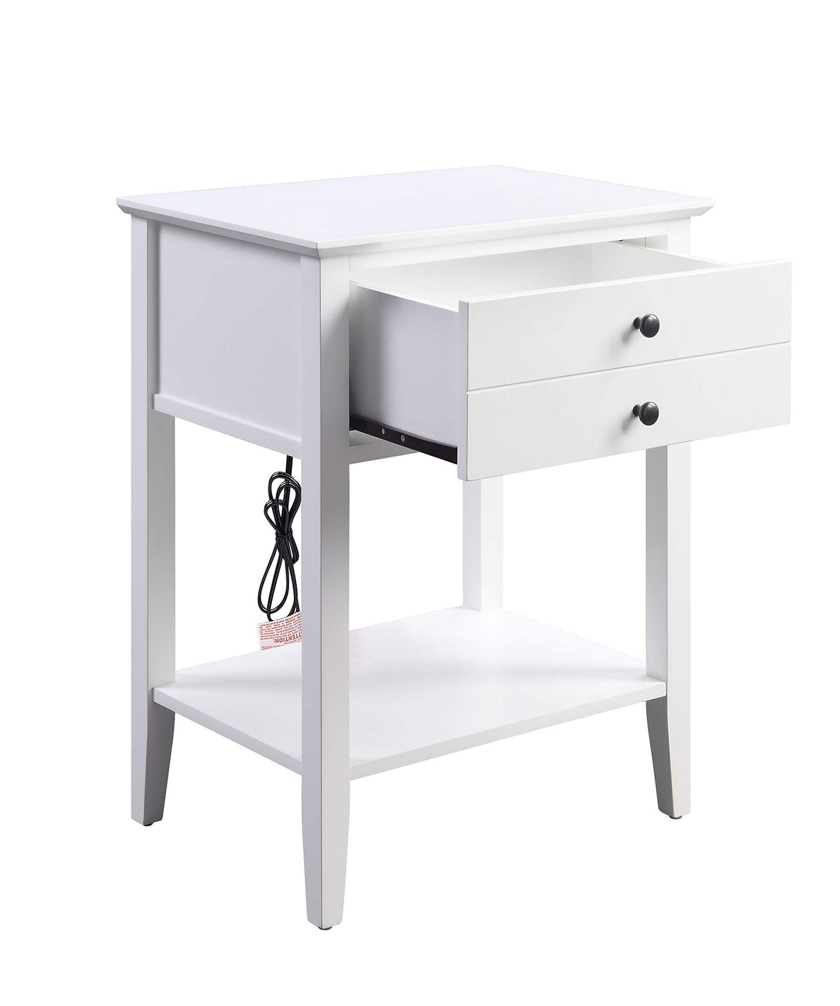 1-Drawer Nightstand with USB Charging Dock and Bottom Open Shelf