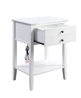 1-Drawer Nightstand with USB Charging Dock and Bottom Open Shelf