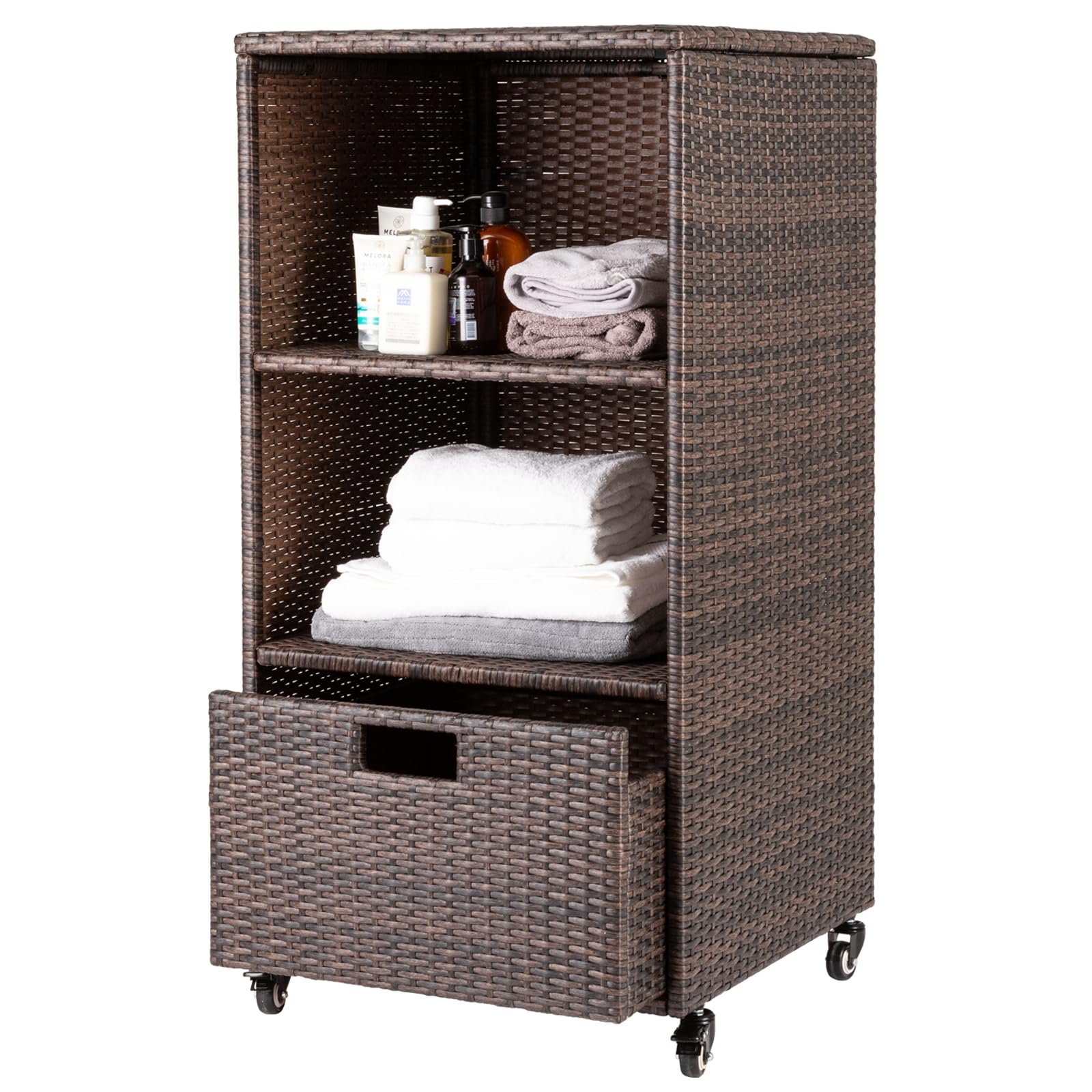 Outdoor Towel Cabinet, Pool Accessory Storage Organizer