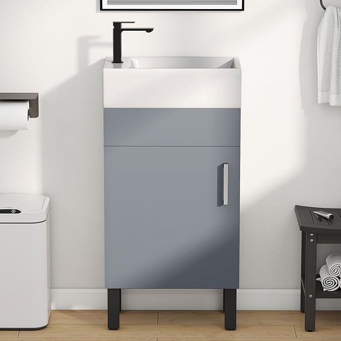 16 Inch Bathroom Vanity with Sink, Bathroom Cabinet Vanity for Small Space