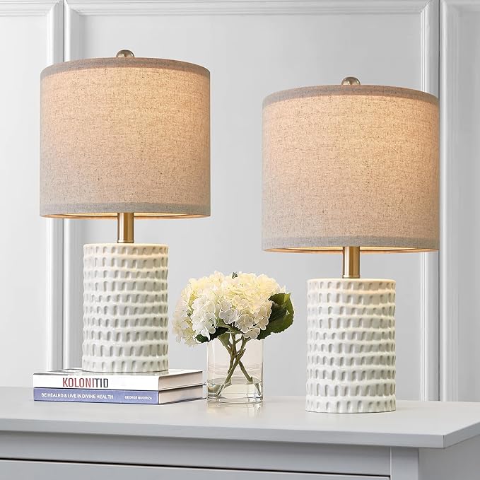 24.75" Modern Accent Ceramic Table Lamp Set of 2 for Bedroom Desk Decor
