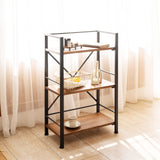 Rustic Bookshelf, 3 Tier Real Wood Bookshelf, Metal Book Shelf for Storage, Black Bookcase, 12.6" D x 23.62" W x 36.61" H