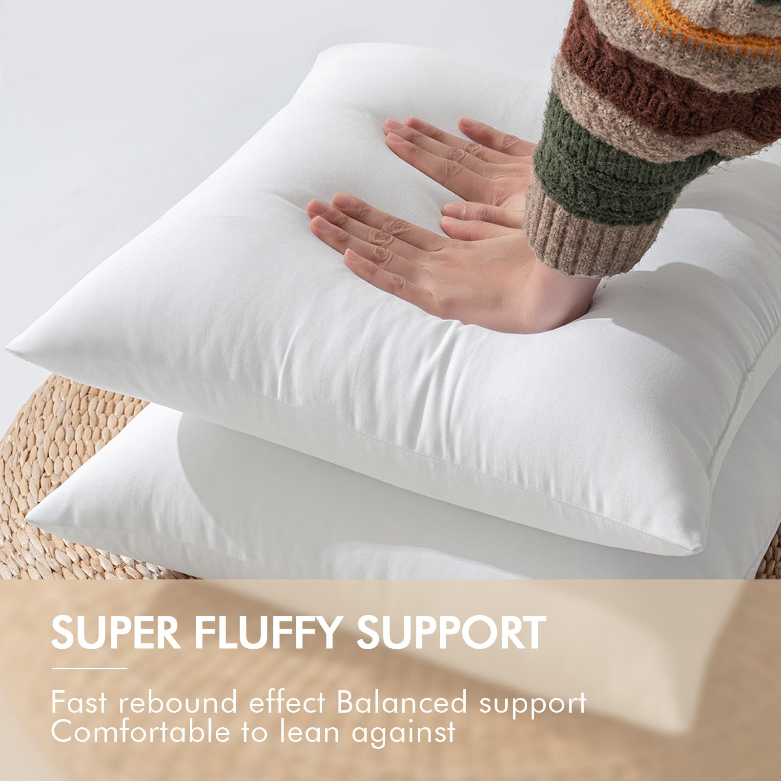 Pack of 4 18x18 Inch Outdoor Pillow Inserts Waterproof Decorative Throw