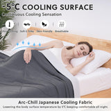HOMFINE Cooling Comforter Japanese Double-Sided Cold Tech Fabric Cooling Blanket for Night Sweats Hot Sleepers, Q-Max 0.45 Soft Breathable Silky Smooth Lightweight Grey Summer Comforter Queen