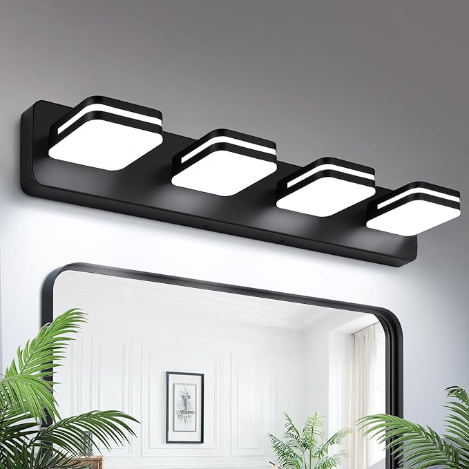 Modern Bathroom Vanity Light Fixtures, 4-Light Acrylic Bathroom Light Fixtures