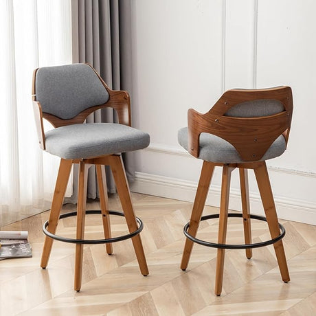 Swivel Bar Stools Set of 2,Counter Height Bar Stools,Upholstered Bar Chair