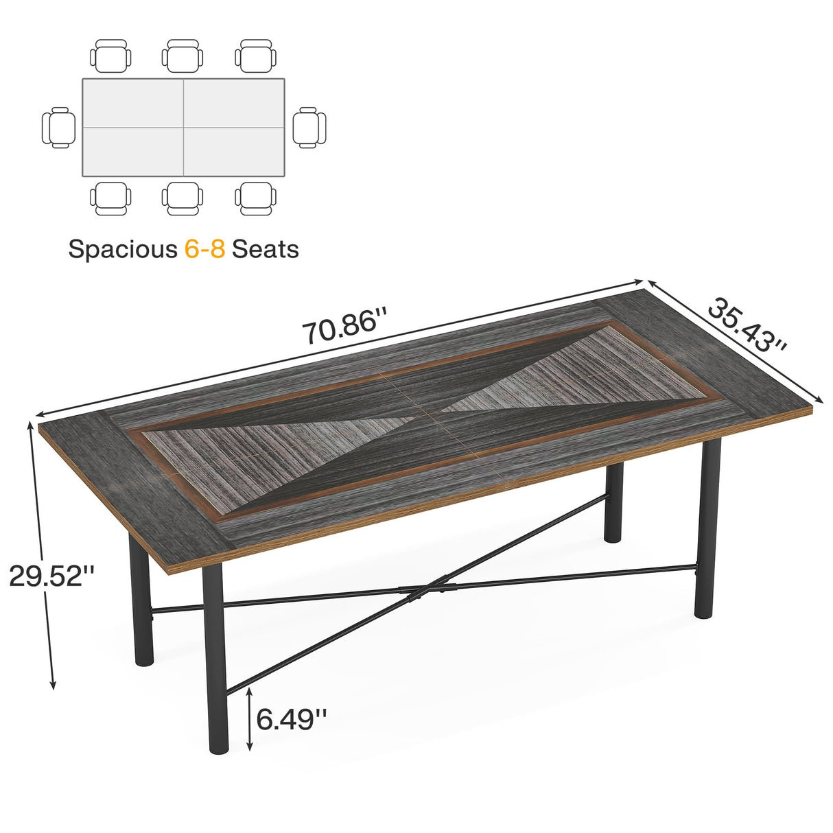 6FT Conference Table, Rectangle Meeting Table with Two-Tone Finish