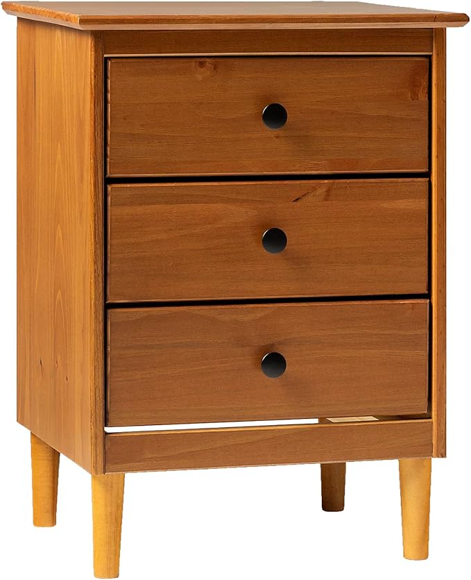 Traditional Wood 3 Drawer Nightstand Side Table Bedroom Storage Drawer and Shelf Bedside End Table