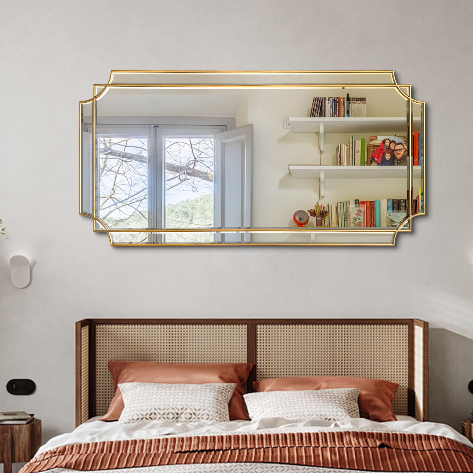 Gold Full Length Mirror 59x30 - Rectangle Beveled Wall Mirror