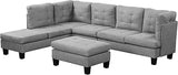 Modern Sectional Sofa L Shaped Couch with Reversible Chaise & Ottoman