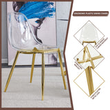 51 inch Glass Dining Table Set for 4, Dining Table & Chair Sets with Gold Plating Legs