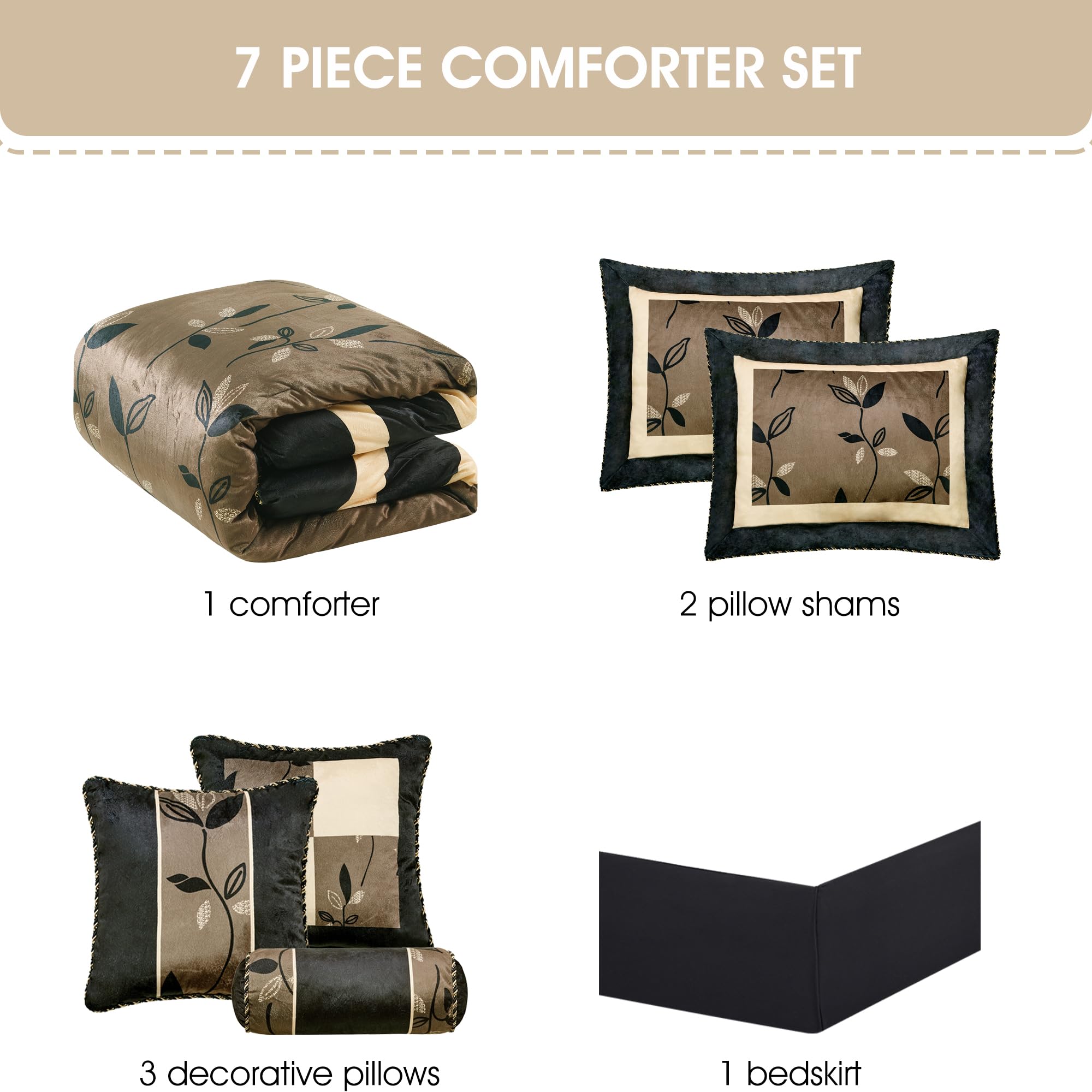 Bronze Leaves Comforter Set - California King 7 Piece