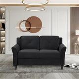 Designs 2-Seat Loveseat Couch, Modern Polyester Upholstered Sofa for Living Room, Office, Antique Black