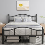 Queen Bed Frame with Headboard - Heavy Duty Metal Platform with Storage