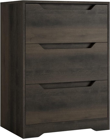 Modern 3 Drawer Dresser, Wood Chest of Drawers with Storage, Tall Nightstand