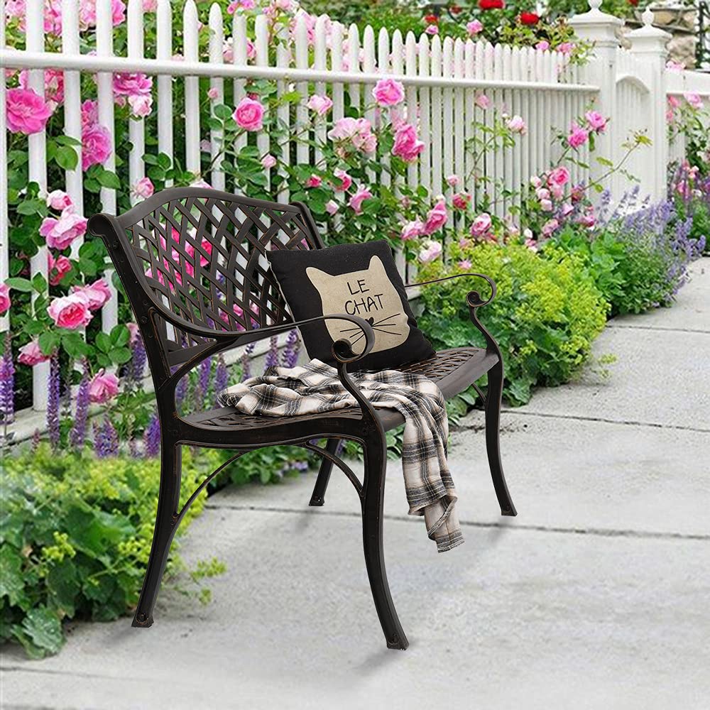 Outdoor Cast Aluminum Patio Bench
