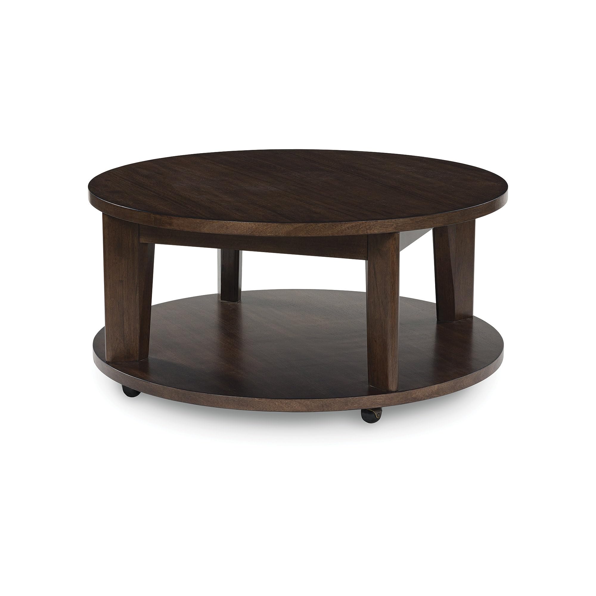 Korestone 2 Contemporary Coffee Table with Pedestal Base, Dark Brown