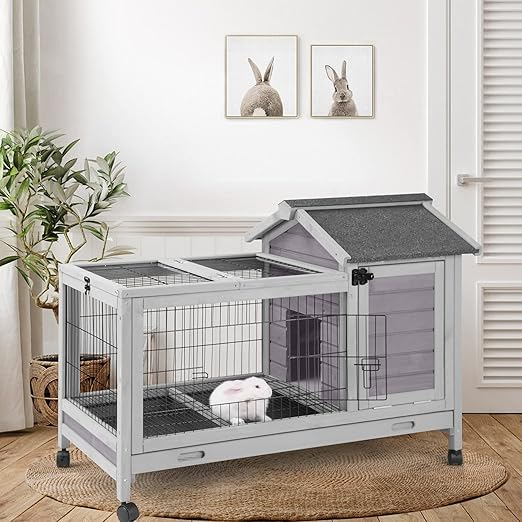 Rabbit Hutch Indoor Outdoor Bunny Cage with Large Run,Chicken Coop