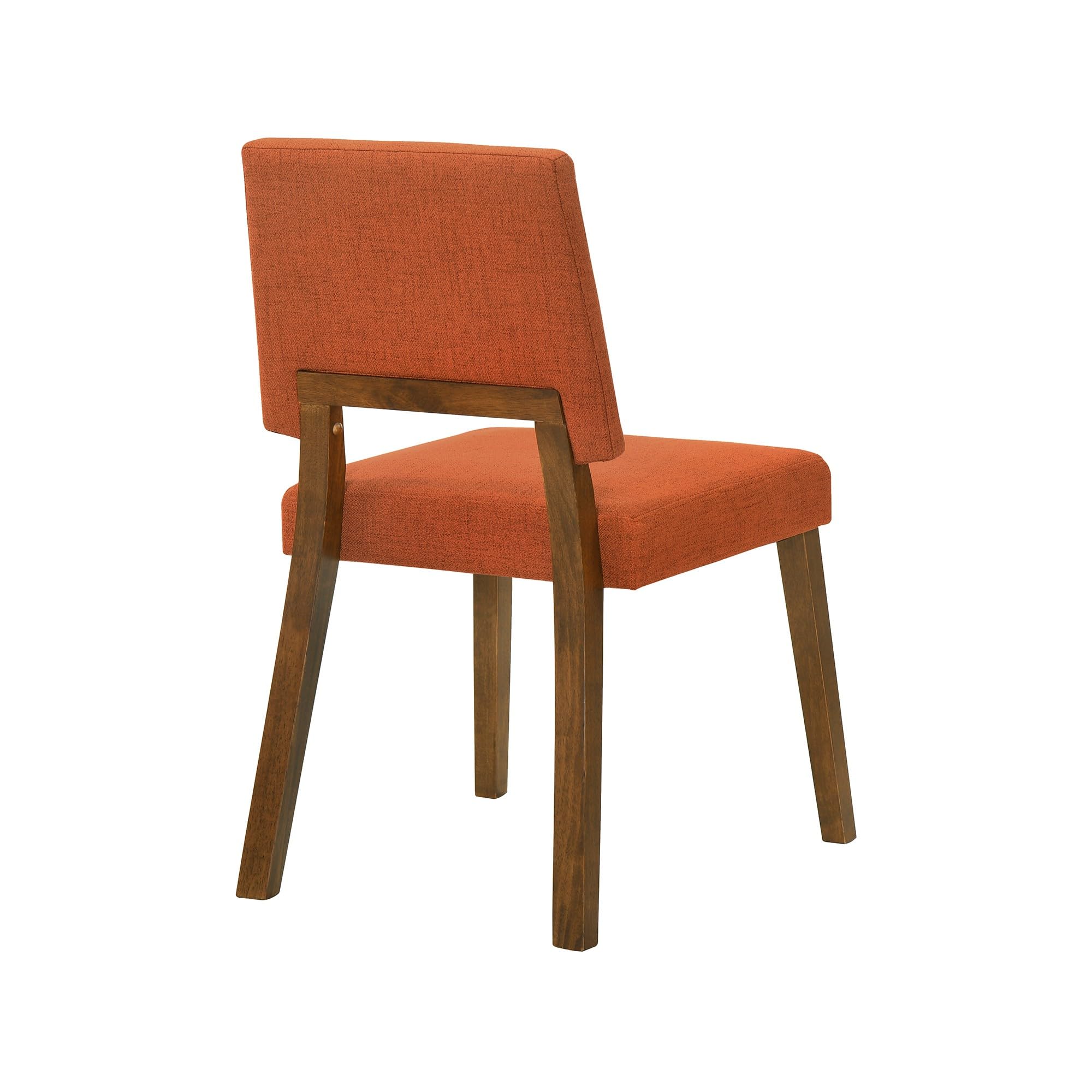 6 Piece Dining Table Set, Chairs, Bench, Fabric, Wood, Orange and Brown