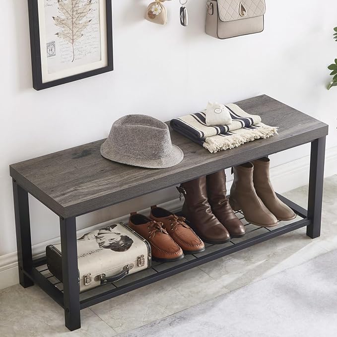 Modern Wood Storage Bench for Entryway Hallway