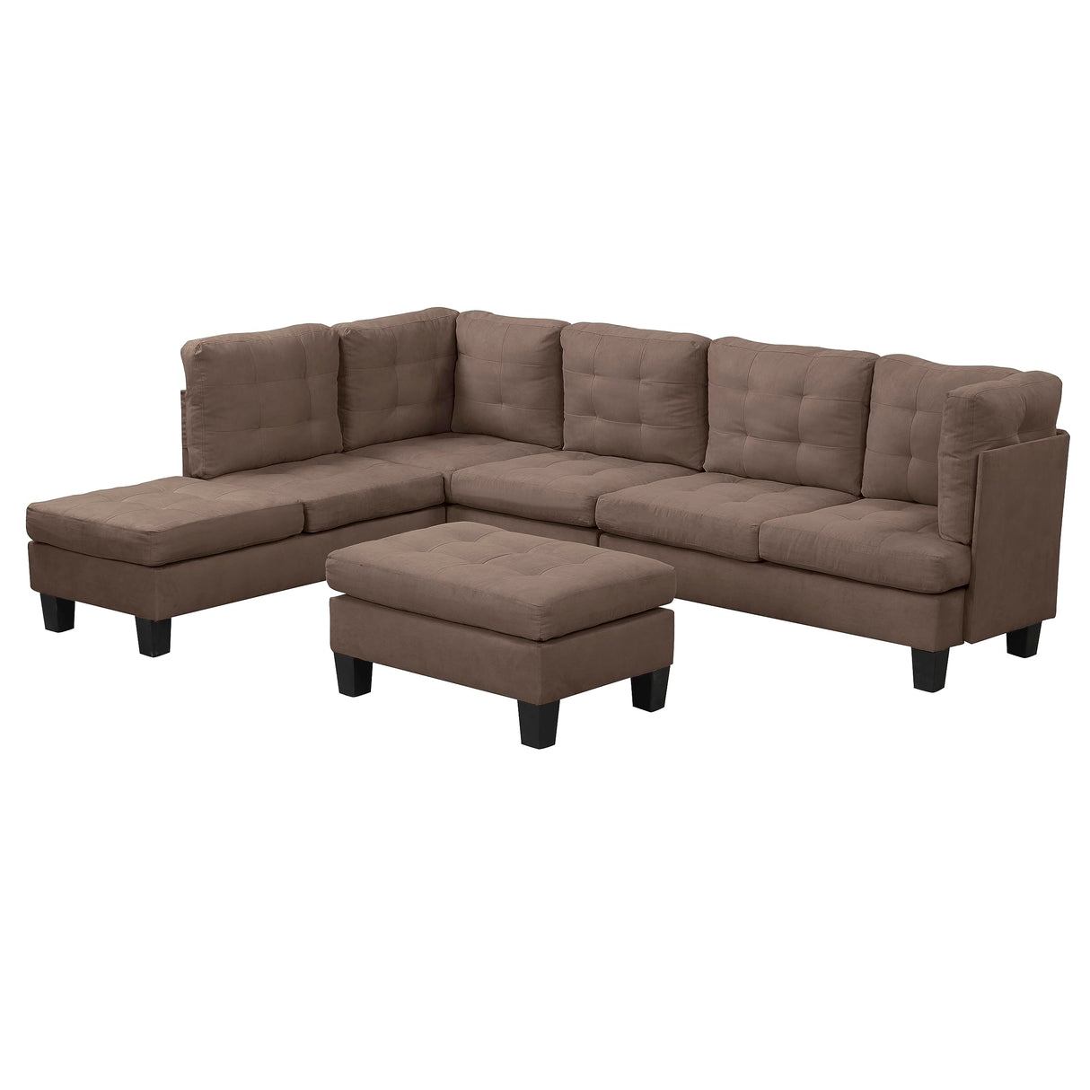 Modern Sectional Sofa L Shaped Couch with Reversible Chaise & Ottoman