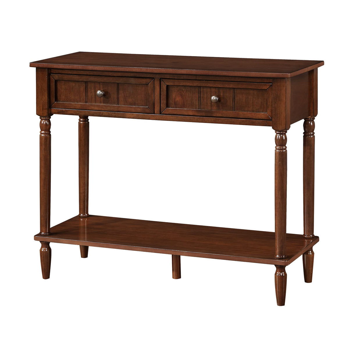 French Country 2-Drawer Hall Table with Shelf, Espresso