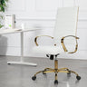 High Back Executive Office Chair - Ribbed PU Leather with Gold Frame