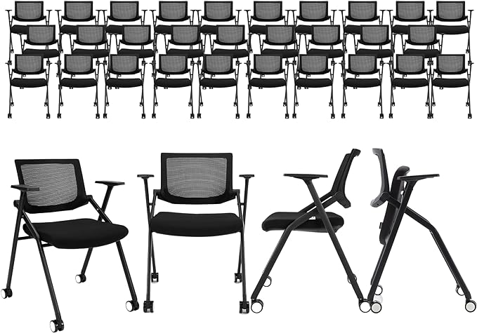 20 Pack Stackable Conference Room Chairs with Wheels and Paddle,