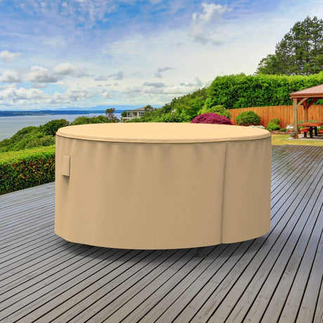 NeverWet Savanna Round Patio Table Cover, Tan, Extra-Large