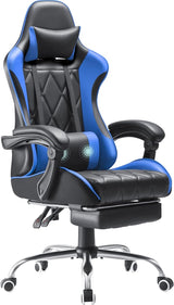 Gaming Chair, Computer Chair with Footrest and Massage Lumbar Support, Ergonomic