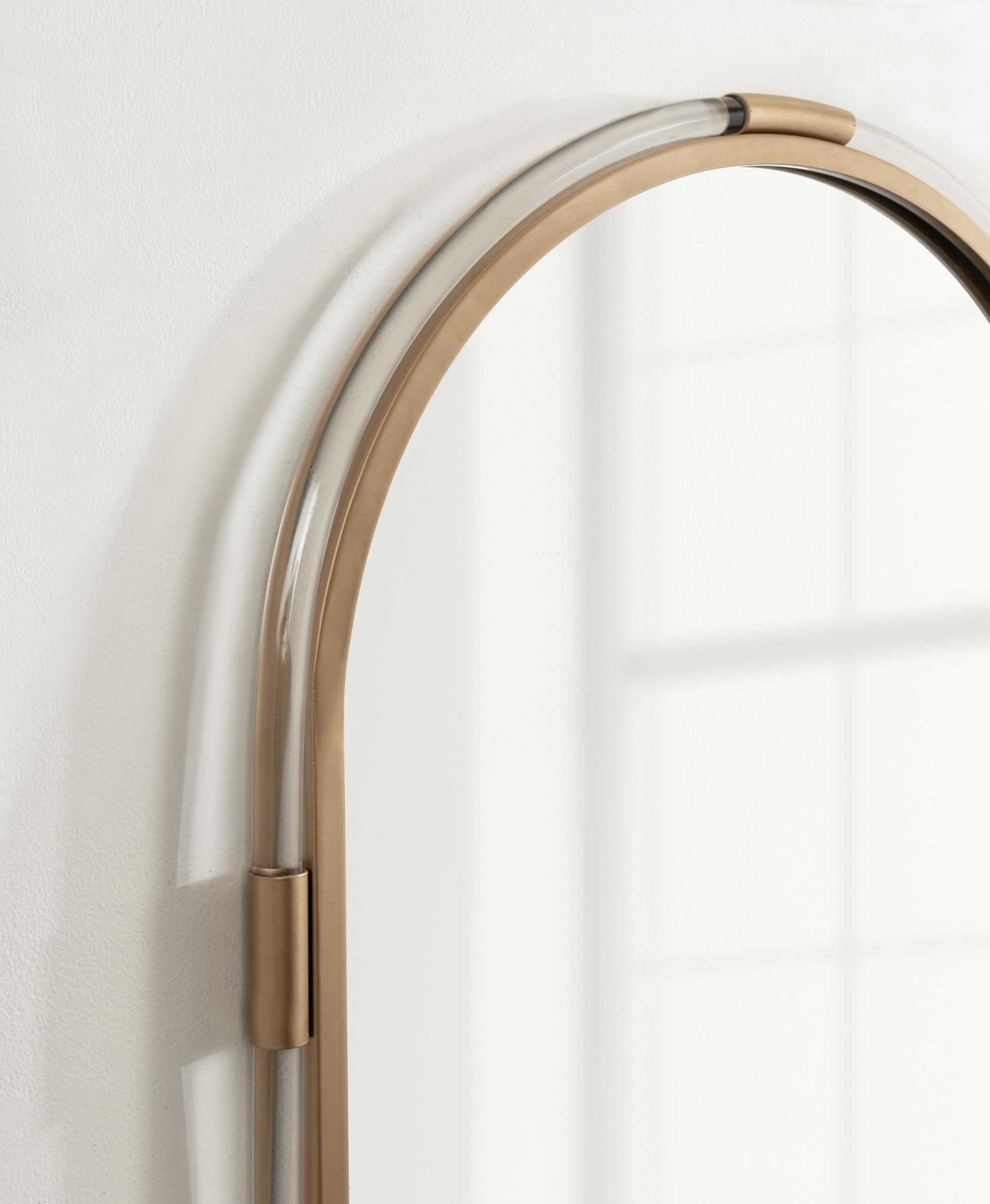 Arceo Modern Glam Acrylic Arch Mirror, 22 x 34, Gold, Arched Mirror Decor with Metal