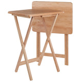 Wood Dylan 2-Piece Snack Table Set - Stylish Folding Tables, Durable X-Frame Base