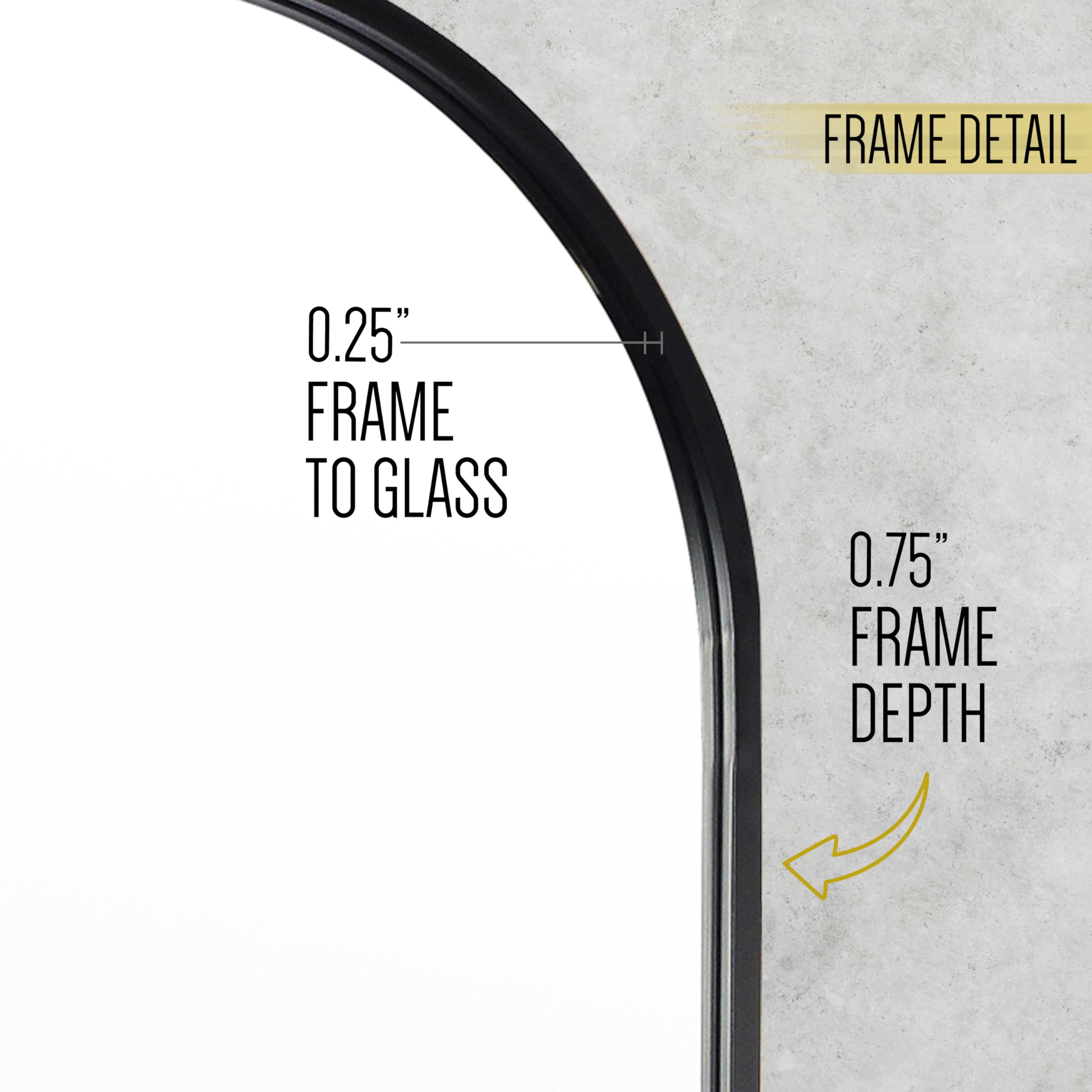 Black Arched Full Length Mirror - 65x22 Minimalist Metal Frame