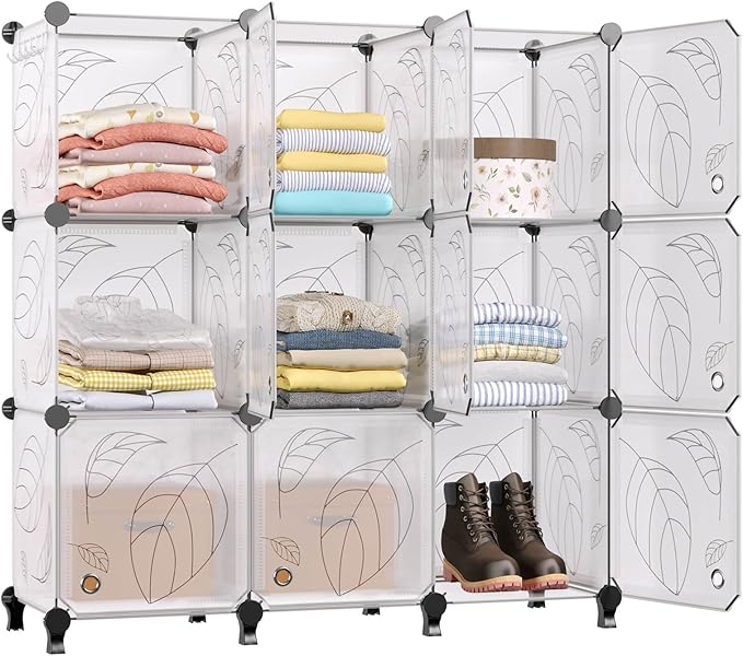 Closet Organizer, 9 Cube Storage Organizer with Doors, Portable Closet Storage Shelves,